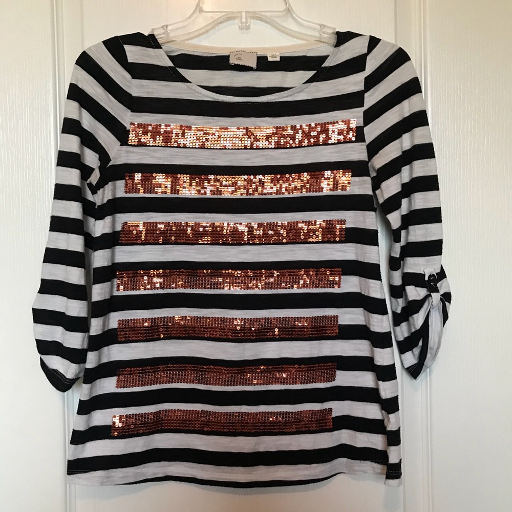 Anthropologie Striped Blouse with Sequin